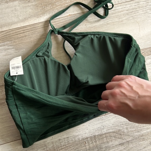 NWT Aerie Emerald Green Textured Halter Top Bathing Suit • L - Picture 5 of 7
